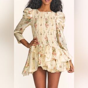 Love Shack Fancy Greenwich Mini Dress, Size M, in Golden Fog, New with Tags